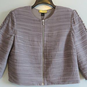 NWT St. John SoCa Taupe Multi-Tiered Silver Zip Jacket Size M MSRP $795